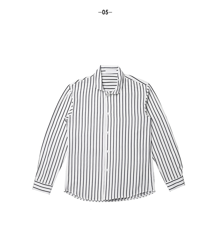 Title 1, Striped wild shirt long sleeve loose casual Kor...