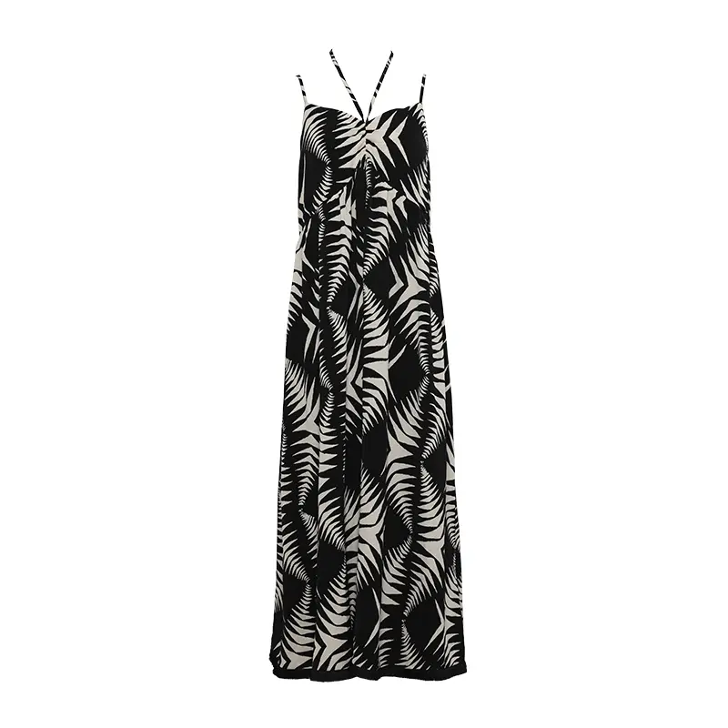 Ladies Loose Chiffon Printed Sling Dress