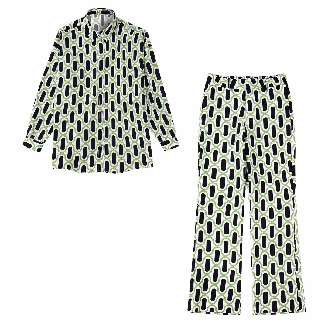 Women's Lapel Casual Geometric Printed Shirt