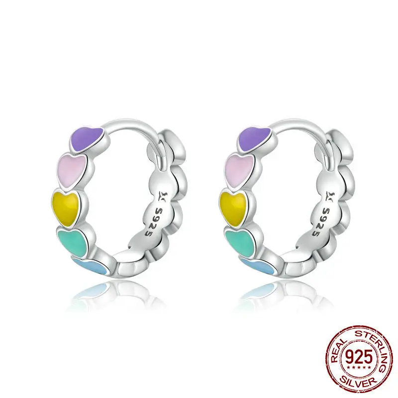 Rainbow Love Silver Earrings Are Small And Sweet