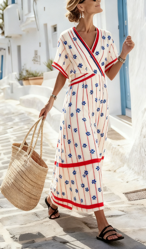 Women's Large Loose Striped Print Dress