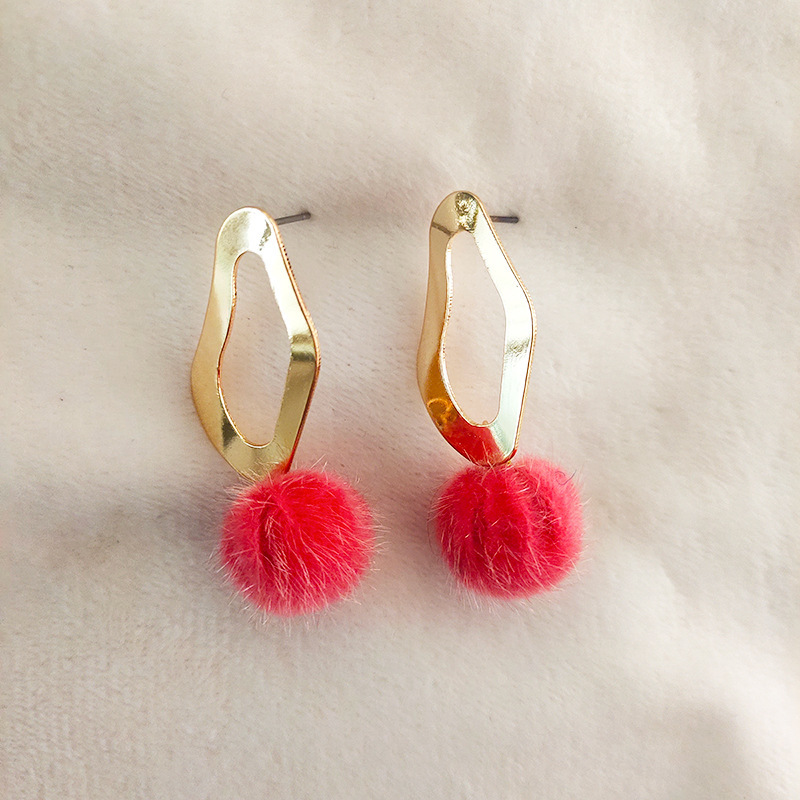 Personalized Color Long Hair Ball Earrings