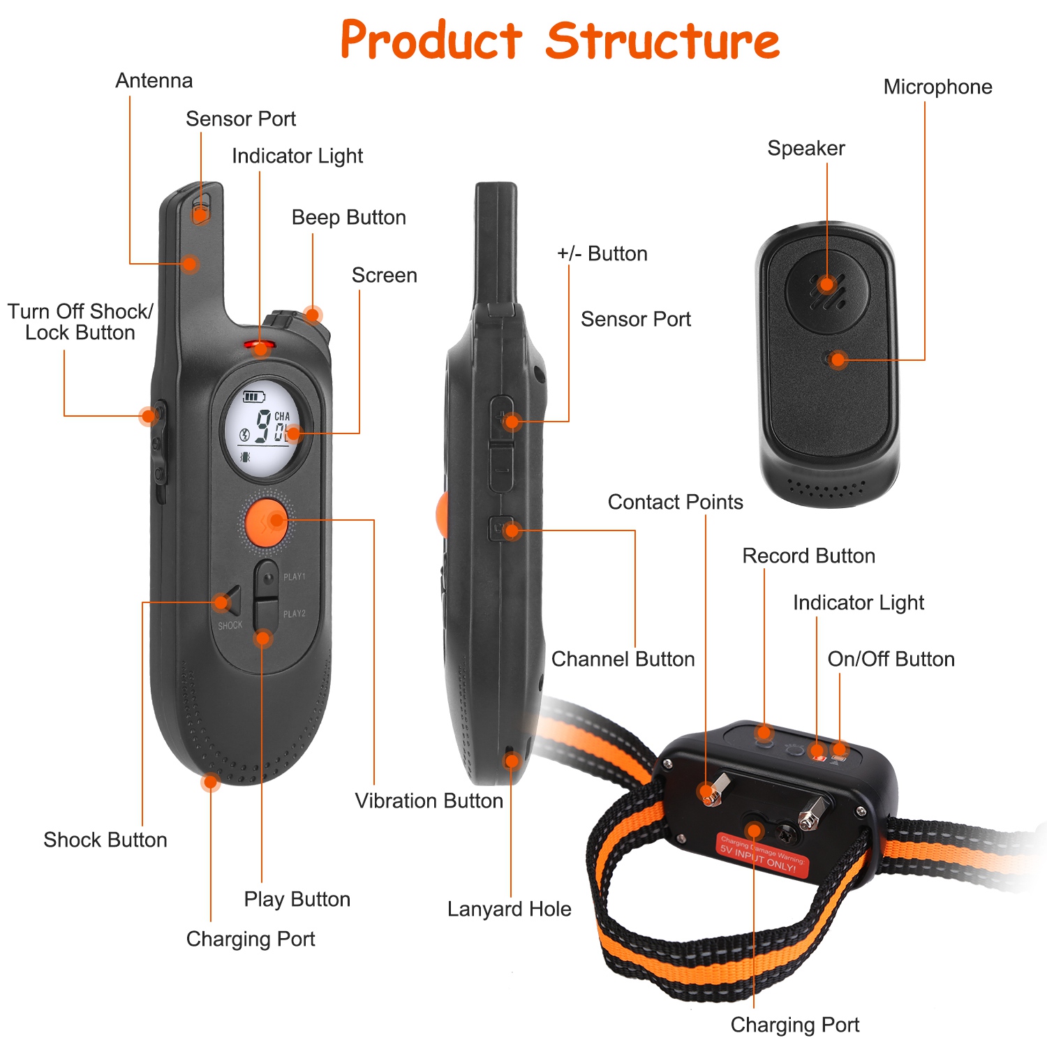 1Pc 984FT Dog Training Collar IP65 Waterproof Pet Beep Vibration Electric Shock Collar 3 Channels Rechargeable Transmitter Receiver Trainer With Recording Safety Keypad Lock — foto 9