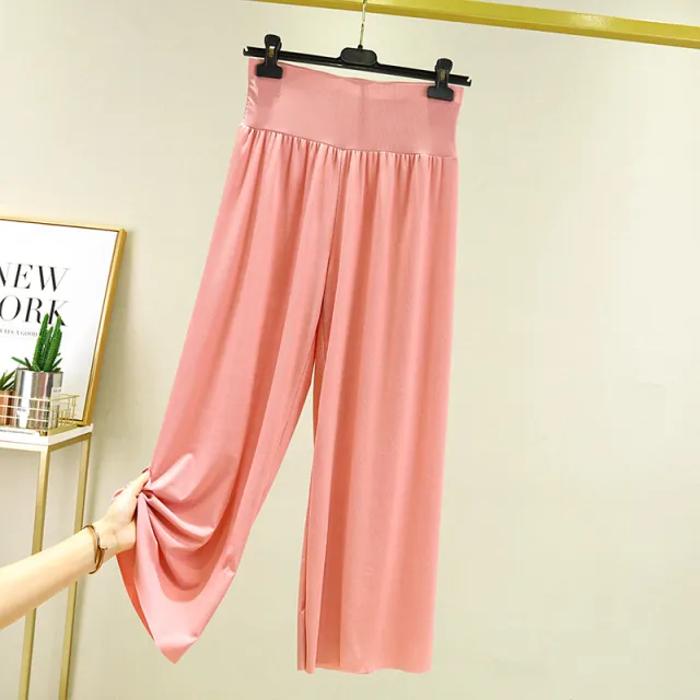 Ladies High Waist Loose Thin Casual Throw Pants Pink - Shop at LoveMi