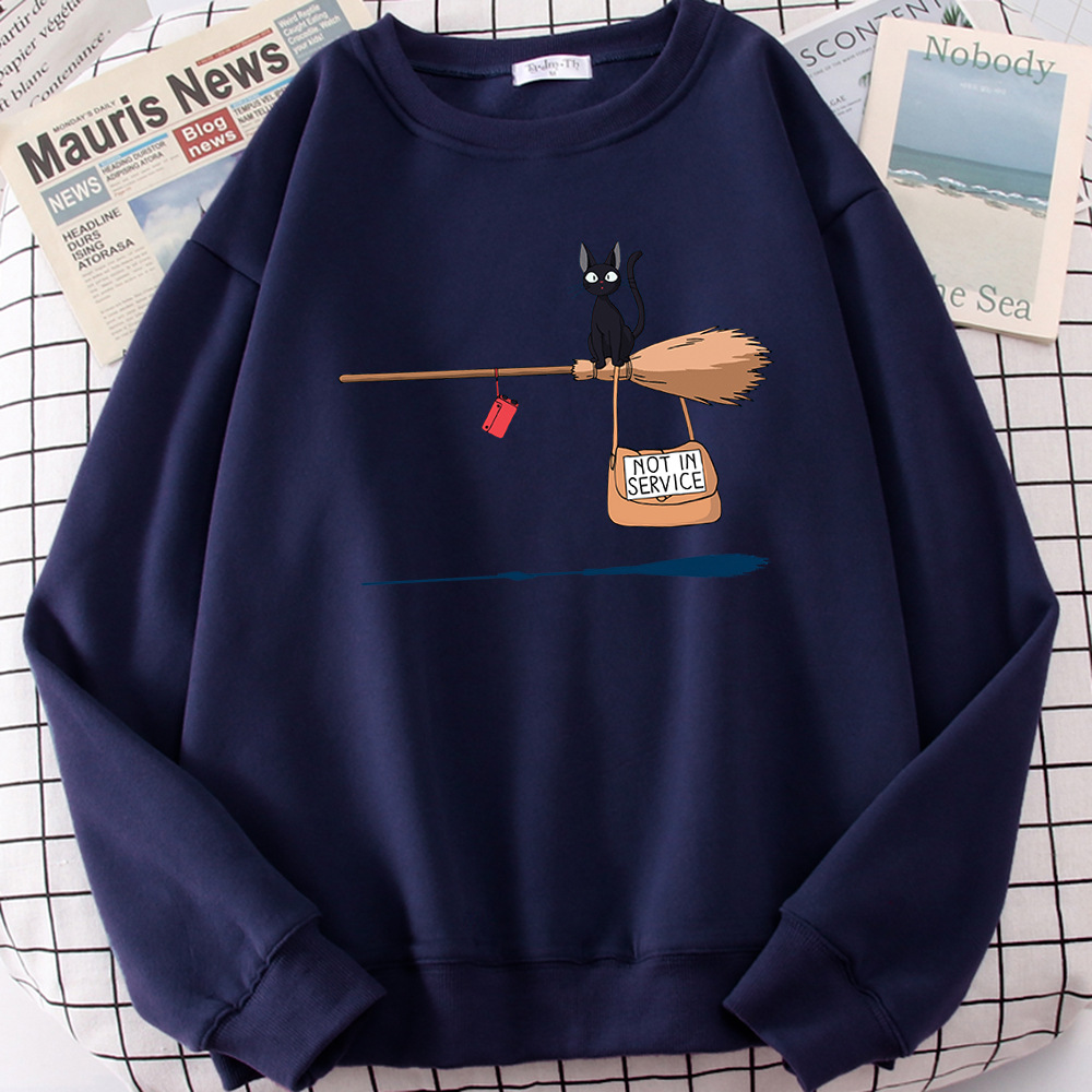 Fashion Casual Top Halloween Cat Letter Print Round Neck Sweater Loose