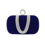 Diamond Evening Bag Velvet Clutch Bridal Dress Bag Ladies Evening Bag - Blue