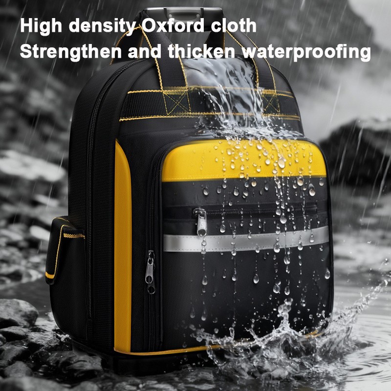 Tool Backpack Large Capacity Molded Base Bag Reflective Strip For Job Site — image 10