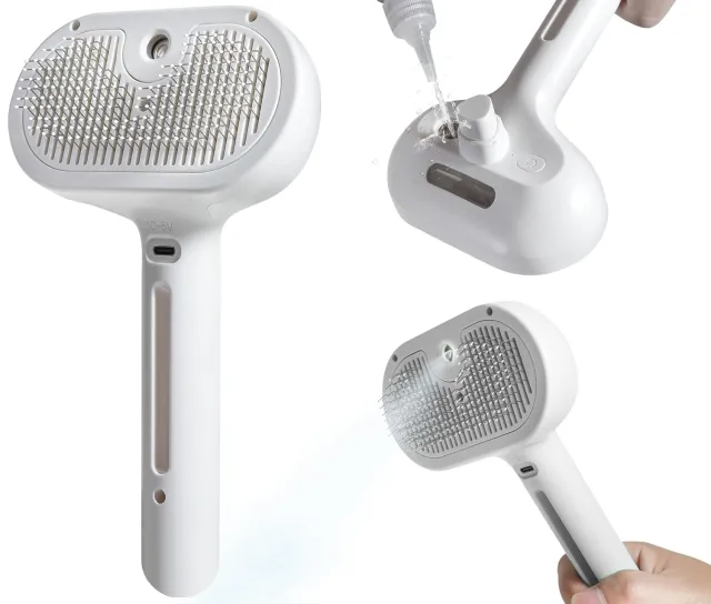 Spray Cat Brush For Shedding Water Brush For Cats And Dogs Pet Hair Removal Comb With Water Tank And Release Button Steamy Cat Brush Pet Spray Hair... White - Shop at LoveMi