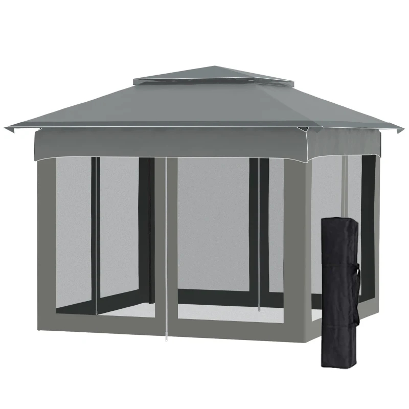 11x11 Outdoor Canopy, Portable Gazebo With Zipper Netting & Carry Bag Perfect For Backyard, Patio, Garden, Camping, Dark Gray product image