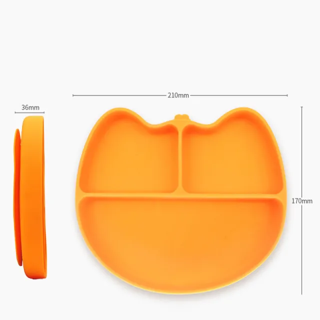 Cartoon Children's Sucker Bowl Integrated Non slip Silicone Dinner Plate Cat Head - Shop at LoveMi