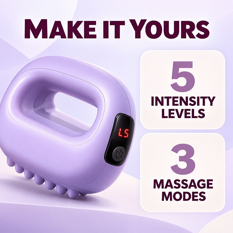Electric Fascia Ring Massager Heat 3 Modes 5 Levels Rechargeable USB-C Purple — image 4