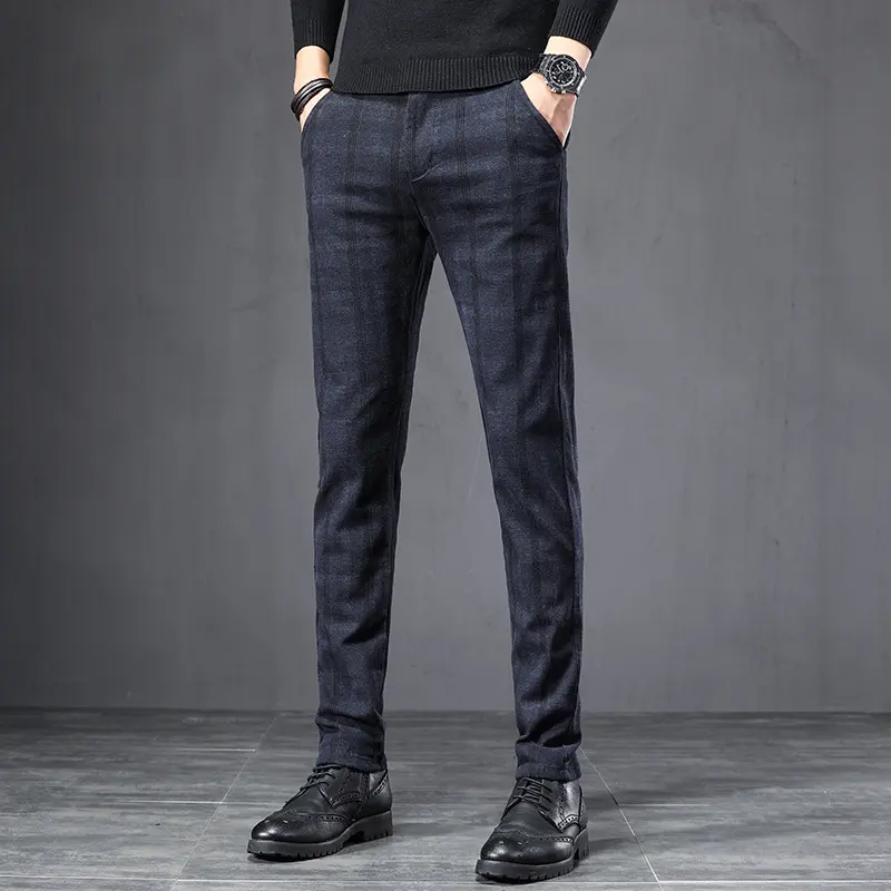 Autumn Plaid Pants Slim Straight Loose Men's Casual Trousers