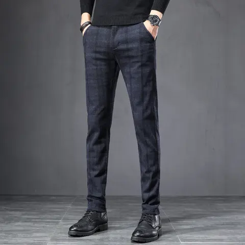 Autumn Plaid Pants Slim Straight Loose Men's Casual Trousers