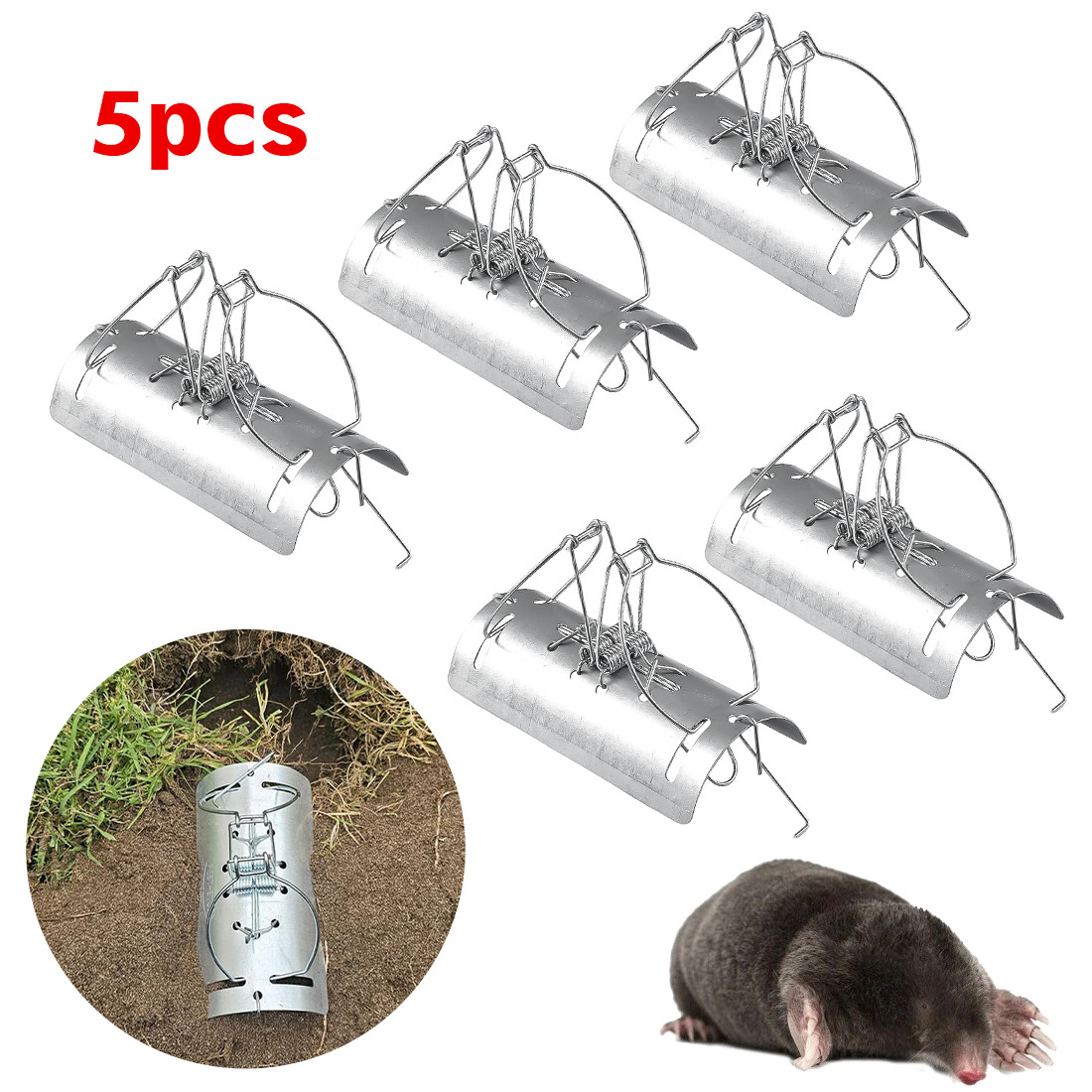 Pack Of 5 Tunnel Mole Trap Quick Kill Control Repellent Traps — image 3