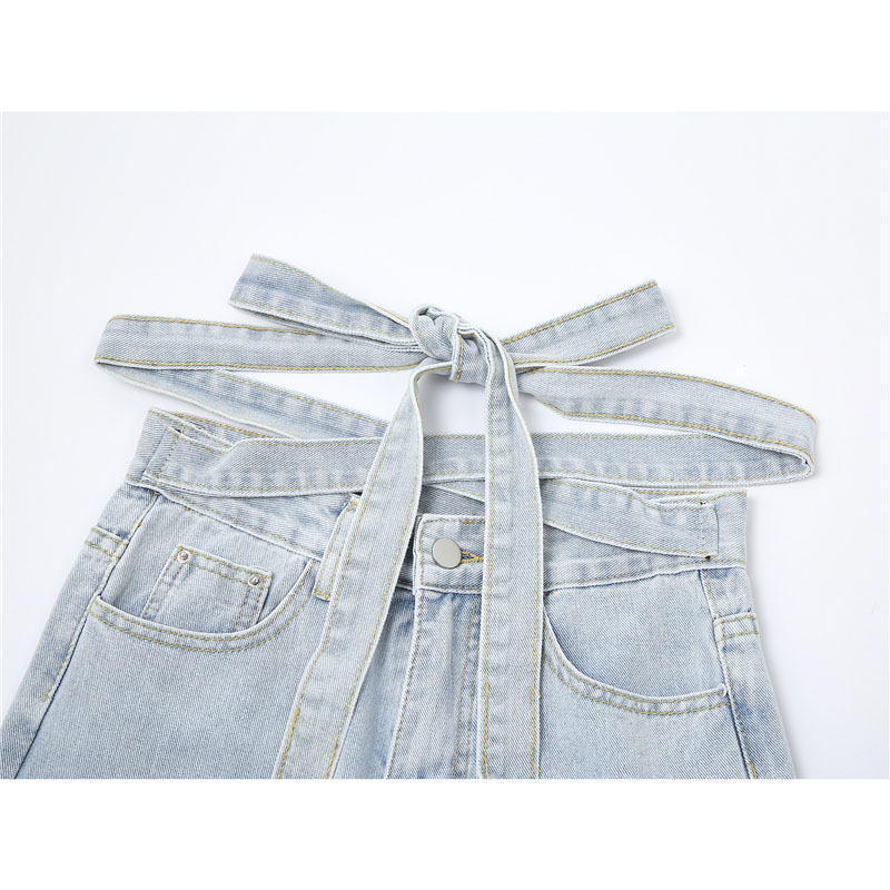 Fashion Thin Straight Loose Design Wide Leg Trousers With Straps