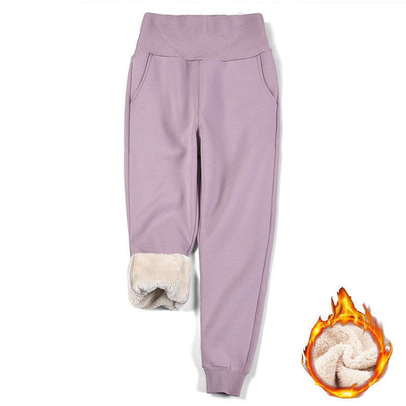 High Waist Warm And Fleece Trousers Show Thin Feet In Leisure