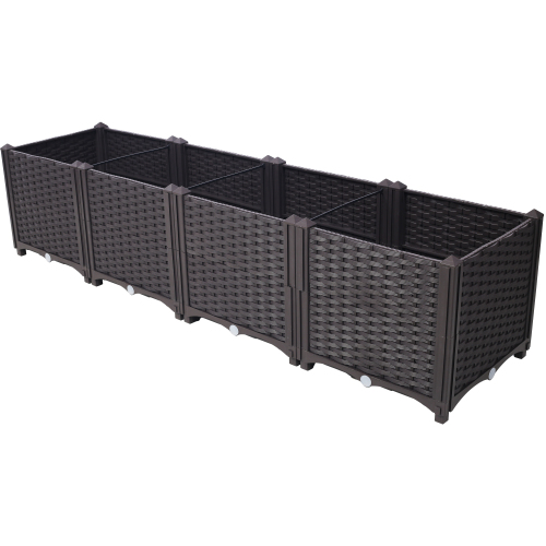 Deep Raised Garden Bed Plastic Planter Boxes For Vegetables Flowers Herbs And Succulents,Self Watering Planter Box Raised Bed To Grow Flowers, Herb... Brown - Shop at LoveMi
