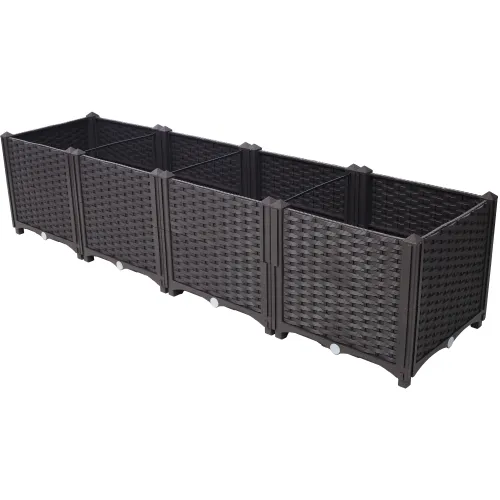 Deep Raised Garden Bed Plastic Planter Boxes For Vegetables Flowers Herbs And Succulents,Self Watering Planter Box Raised Bed To Grow Flowers, Herb... Brown - Shop at LoveMi