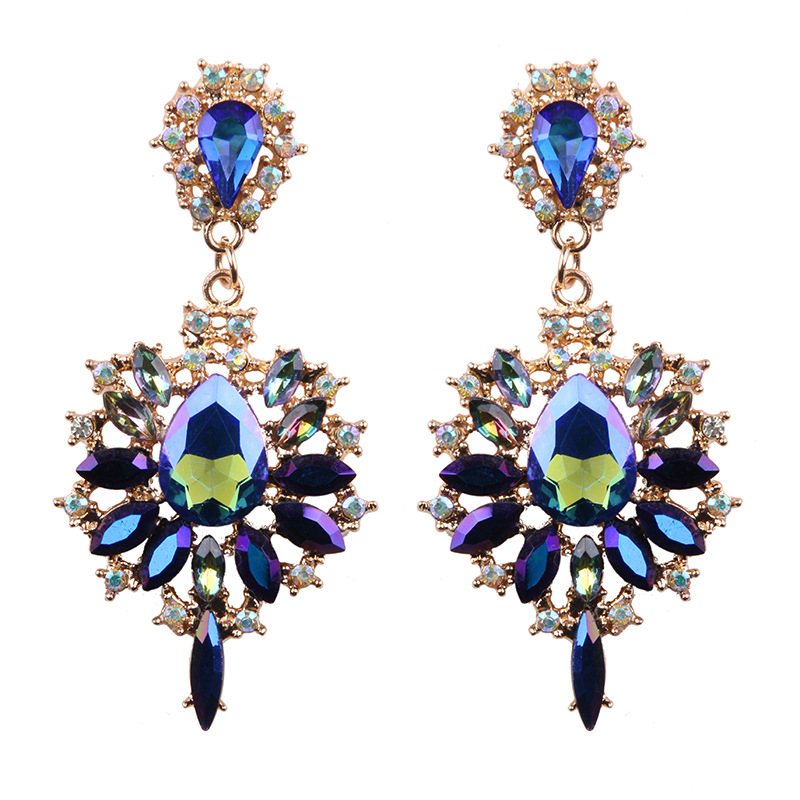 European And American Retro Drop-shaped Gemstone Earrings