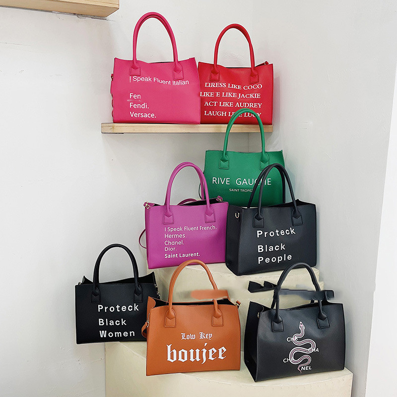 New Large-capacity Simple Printed PU One-shoulder Messenger Bag