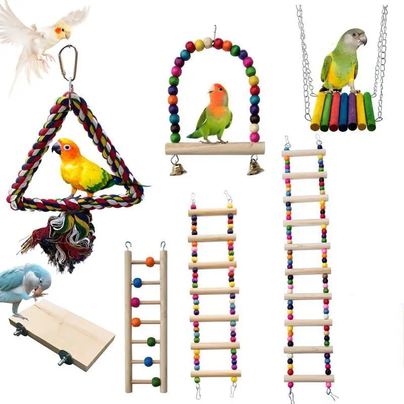 Parrot Bird With Toy Supplies Swing Ring
