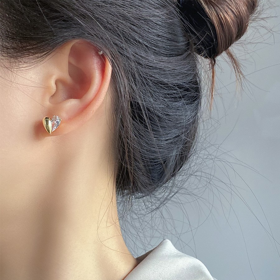 Sterling Silver Love Earrings Niche Design French Asymmetrical Earrings