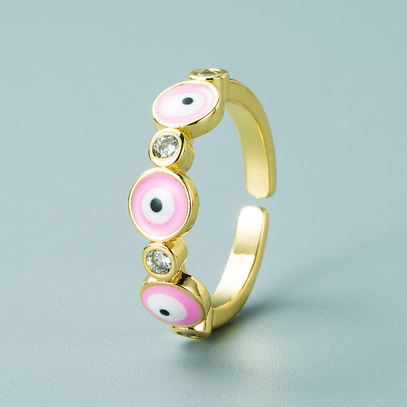 Ins European And American Copper Gold-plated Oil Eye Ring