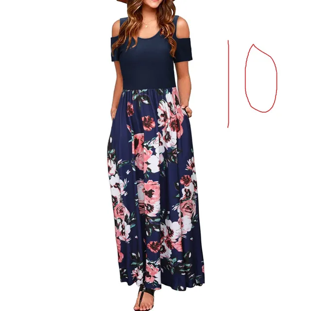 European And American Fashion New Print Women's Suspender Dress Dark Blue Safflower - Shop at LoveMi