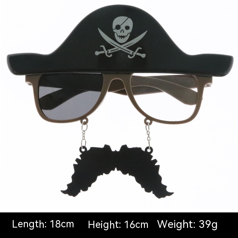 Black Hat Pirate Beard Glasses