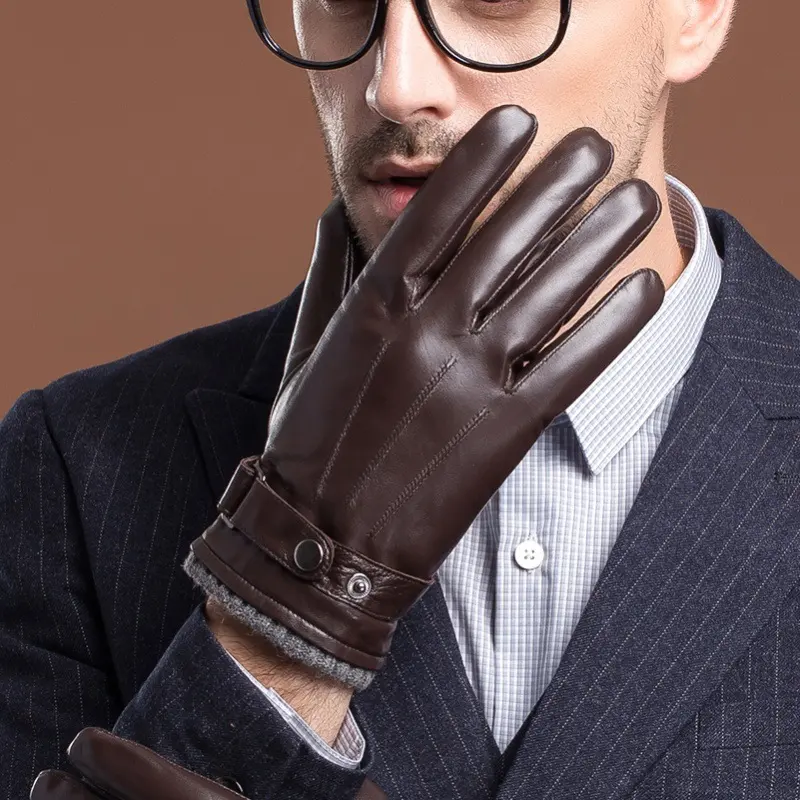 Men's Winter Warmth and Velvet Thick Sheepskin Cold-proof Gloves