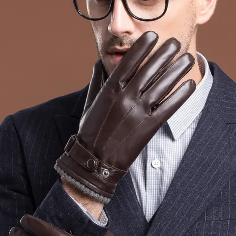 Men's Winter Warmth and Velvet Thick Sheepskin Cold-proof Gloves