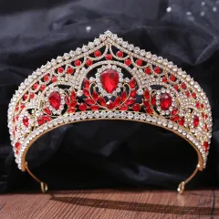 Wedding Photography Bride Crown Alloy Rhinestone Headwear - Red - View 1