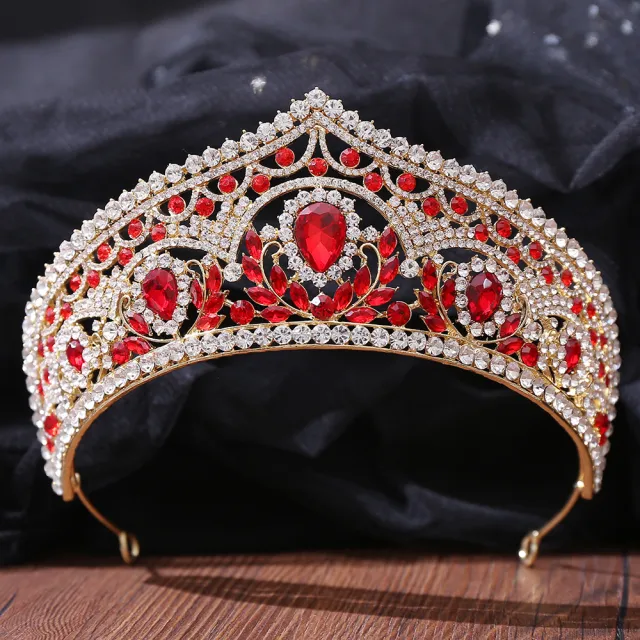Wedding Photography Bride Crown Alloy Rhinestone Headwear Red - Shop at LoveMi
