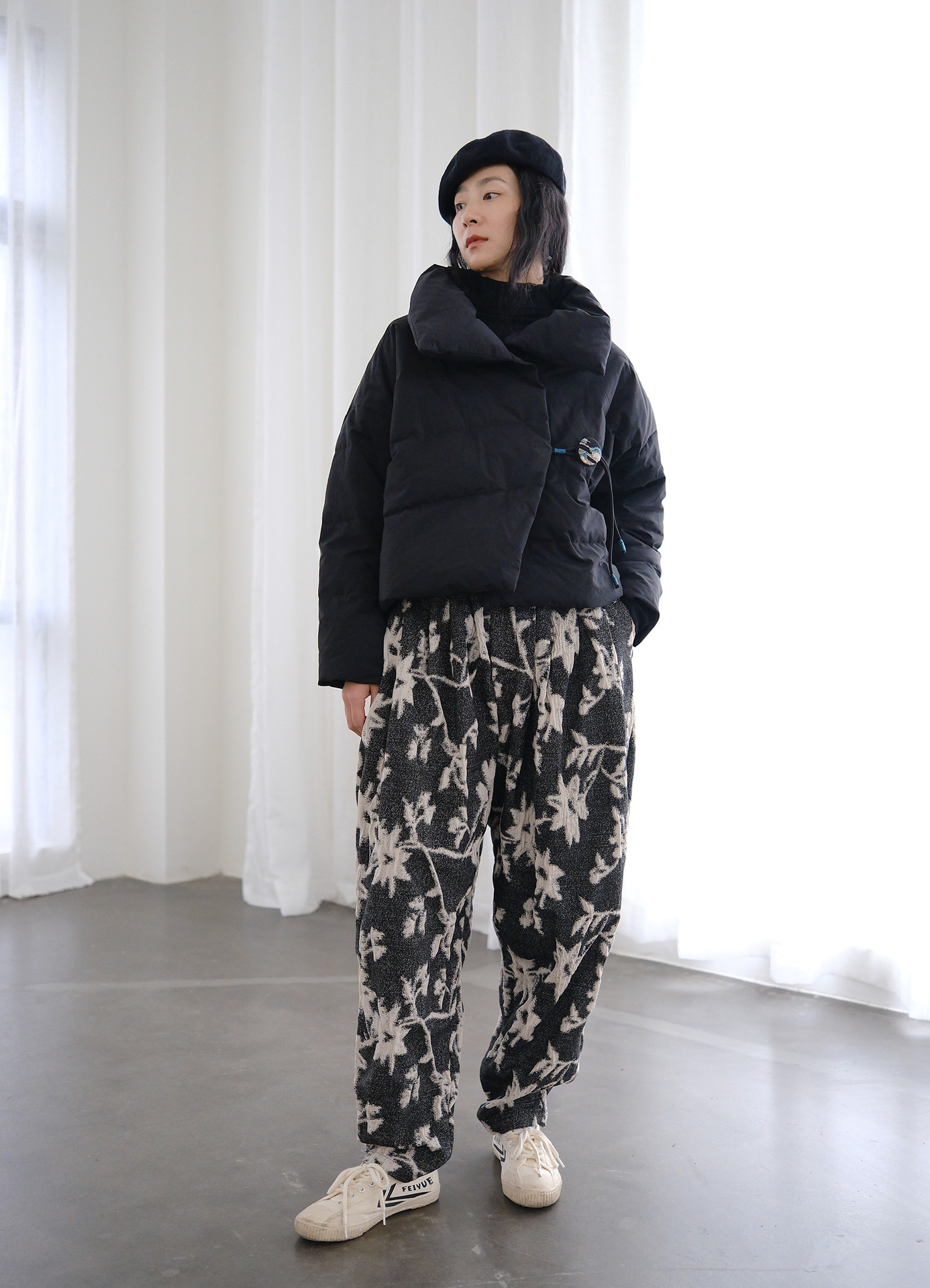 Retro Turtleneck Loose Down Jacket