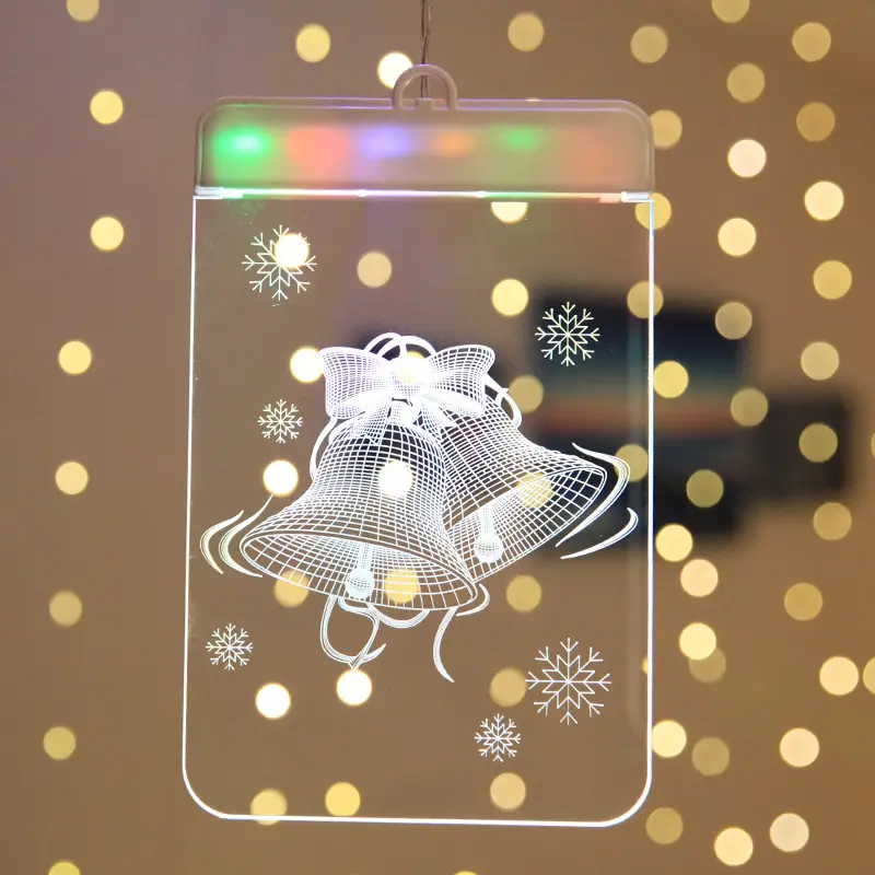 Christmas Bells And Snowflakes Hanging Keli Curtain Lights