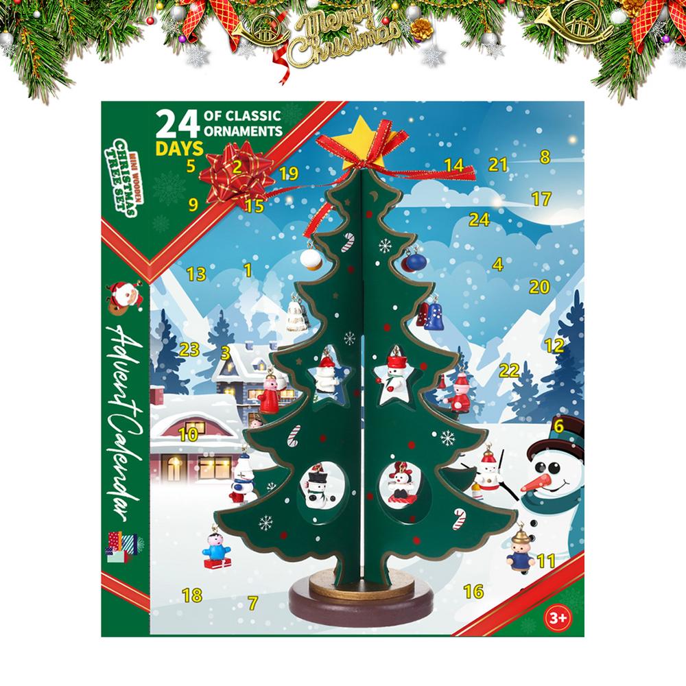 Title 1, 24 Days Christmas Advent Calendar Desktop Woode...