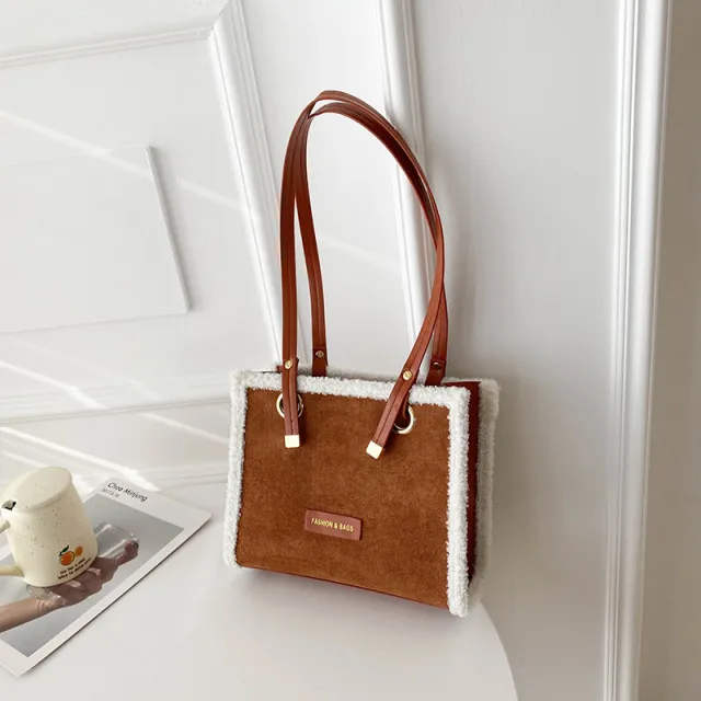 Fashion Net Red Korean Tote Lamb Hair Single Shoulder Bag Red - Shop at LoveMi