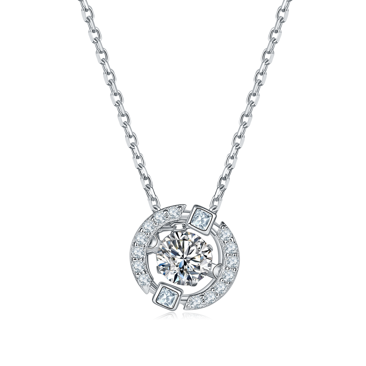 S925 Sterling Silver 0.5ct D Color VVS1 Moissanite Halo Necklace 45cm Platinum Plated Pave GRA Certified Gift Box