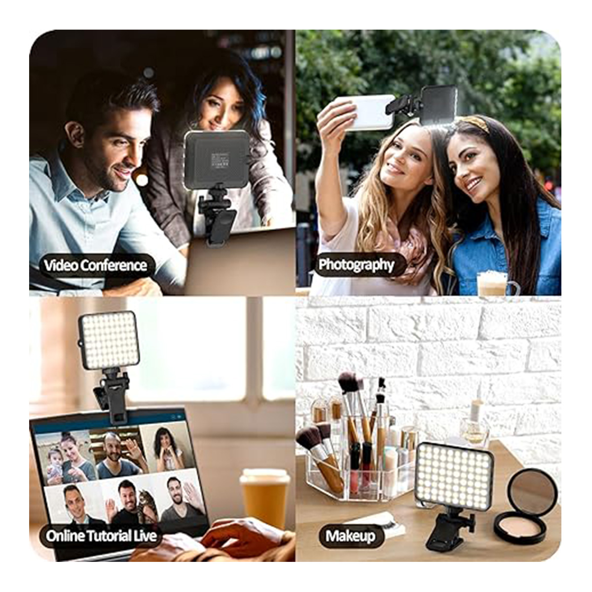 Rechargeable Selfie Light Clip Fill Light Phone Laptop Tablet Portable Light Video Conference Live Streaming Zoom Call Makeup Picture White