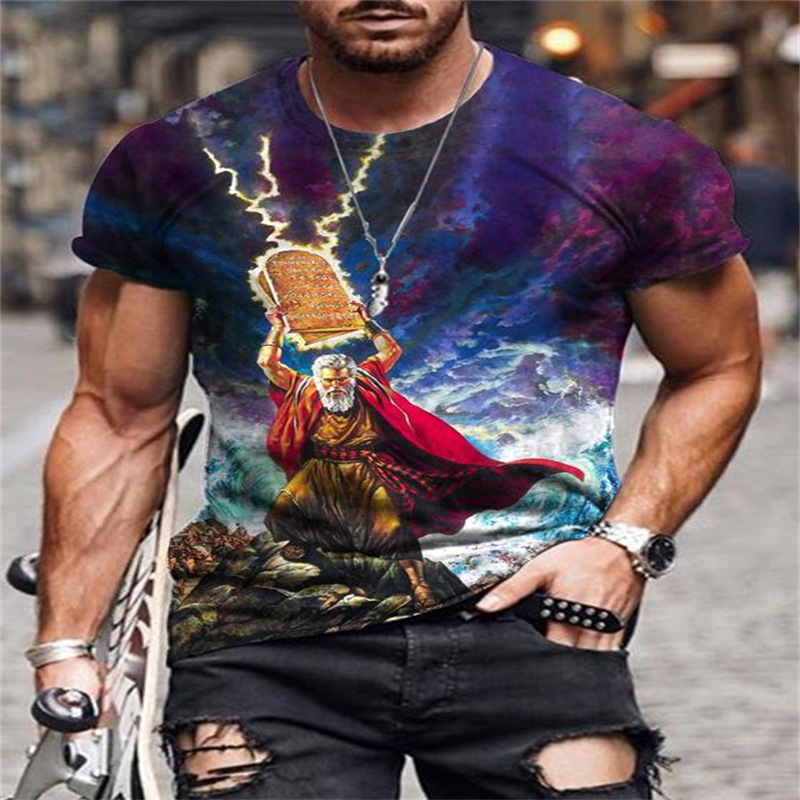 Personalized 3D Digital Printing Round Neck Casual Summer Men's Sports Short-sleeved T-shirt