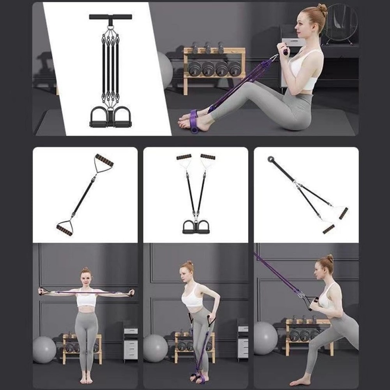 Pedal Resistance Band With 4 Tubes, Adjustable 25-100lb Full Body Workout — image 12