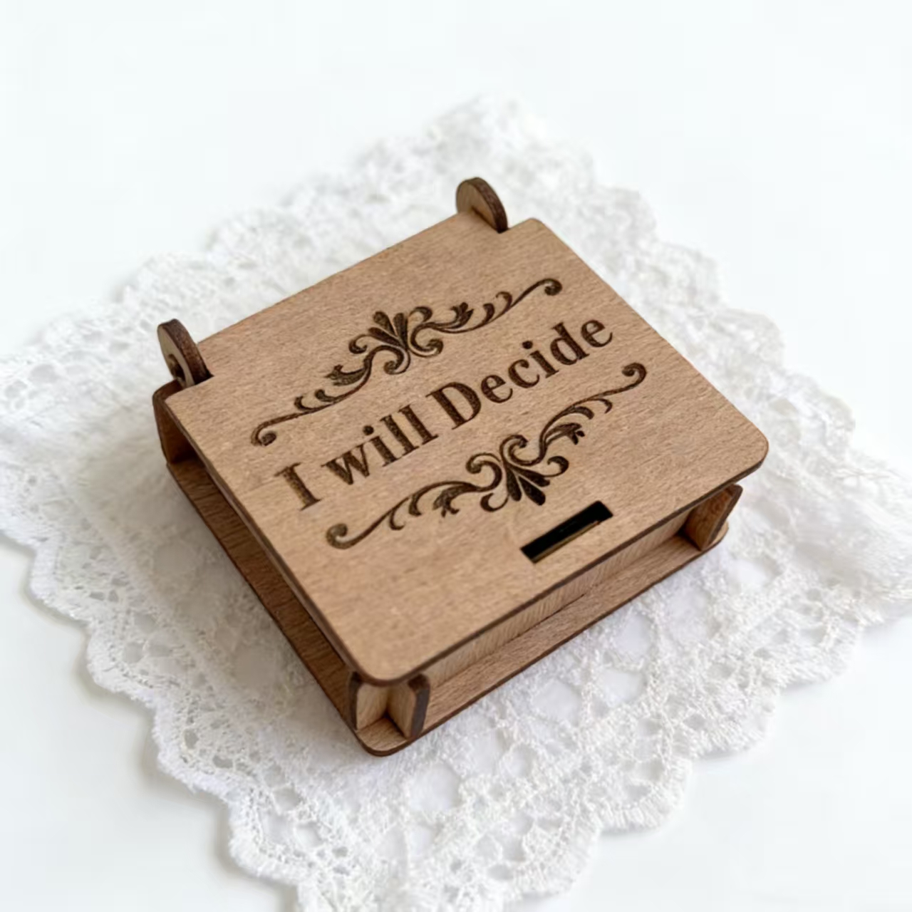 Creative Gift Decision Coin, Retro Square Wooden Decision Maker, Custom Solid Wood Gift Box, Desktop Ornament view 5