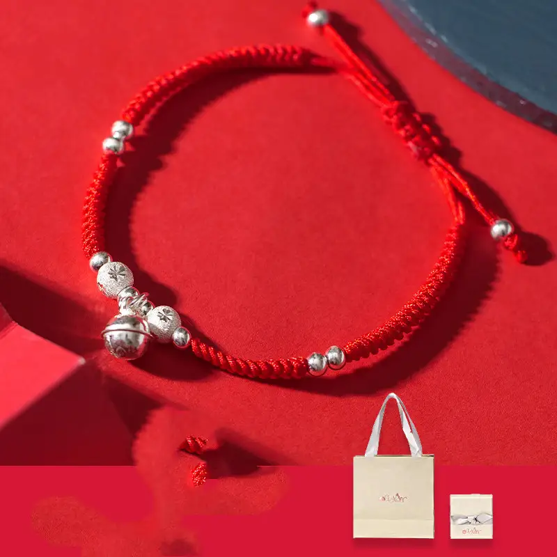 Red Rope Couple Anklet A Pair Of Sterling Silver Bells Male And Female Foot Rope Original