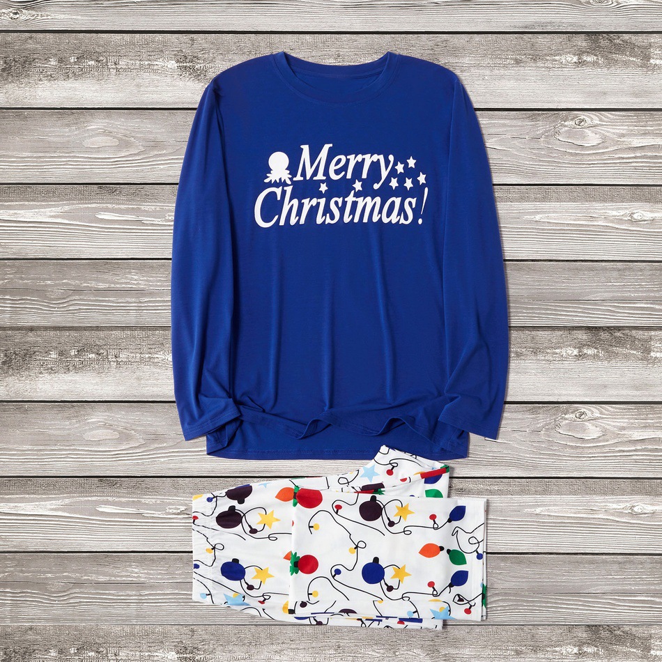 Christmas Colorful Lantern Family Matching Pajamas Sets Blue - Shop at LoveMi