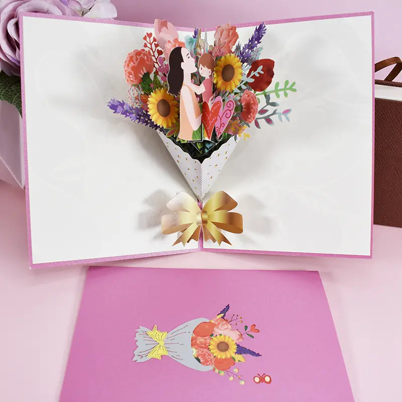 3D PopUp Flower Bouquet Cards Gifts Anniversary