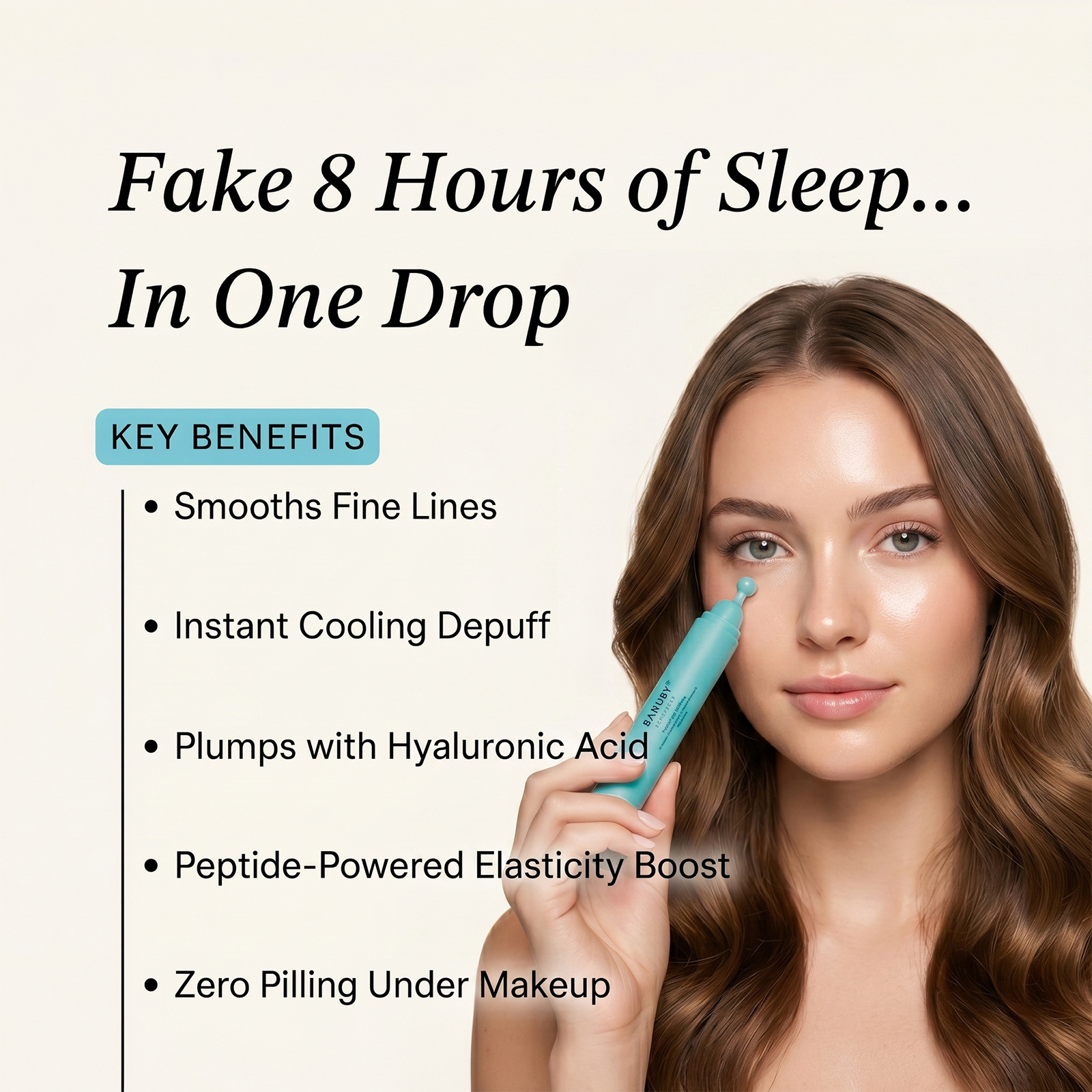 Peptide Eye Serum With Cooling Roller, Hydrating Under-Eye Treatment, 15ml