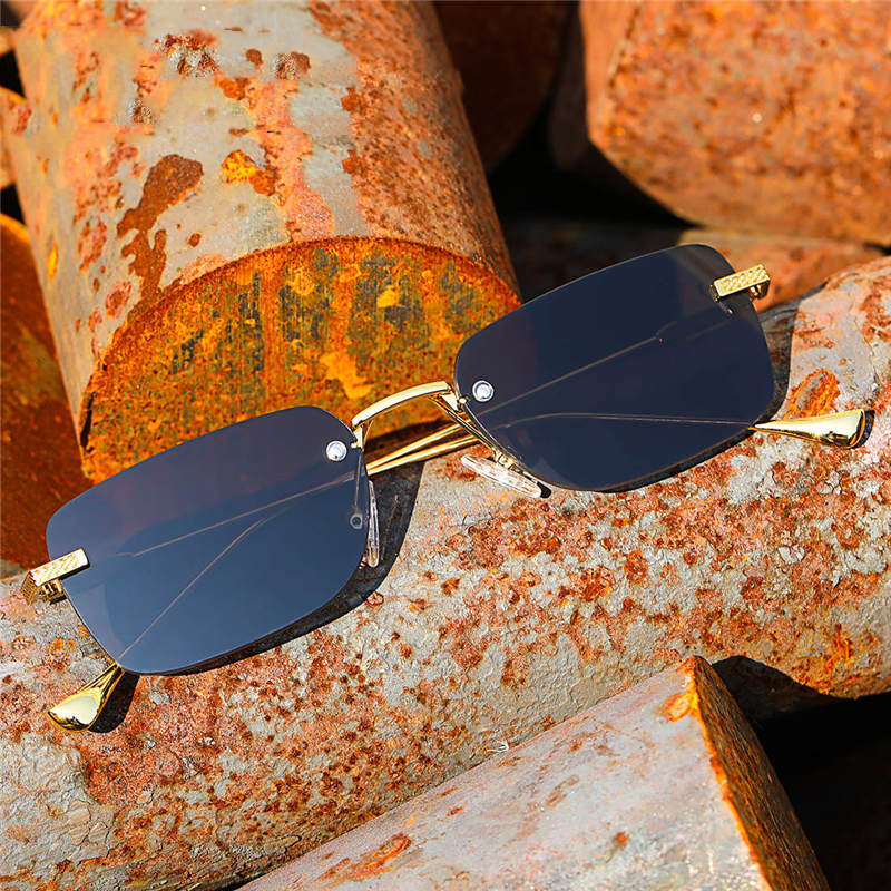 Jett Frameless Computer Cut Square Small Frame Sunglasses - Image 6