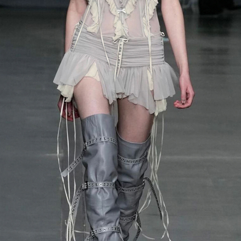 Design Sense Pure Gauze Irregular Skirt Spice Girl Low Waist Skirt