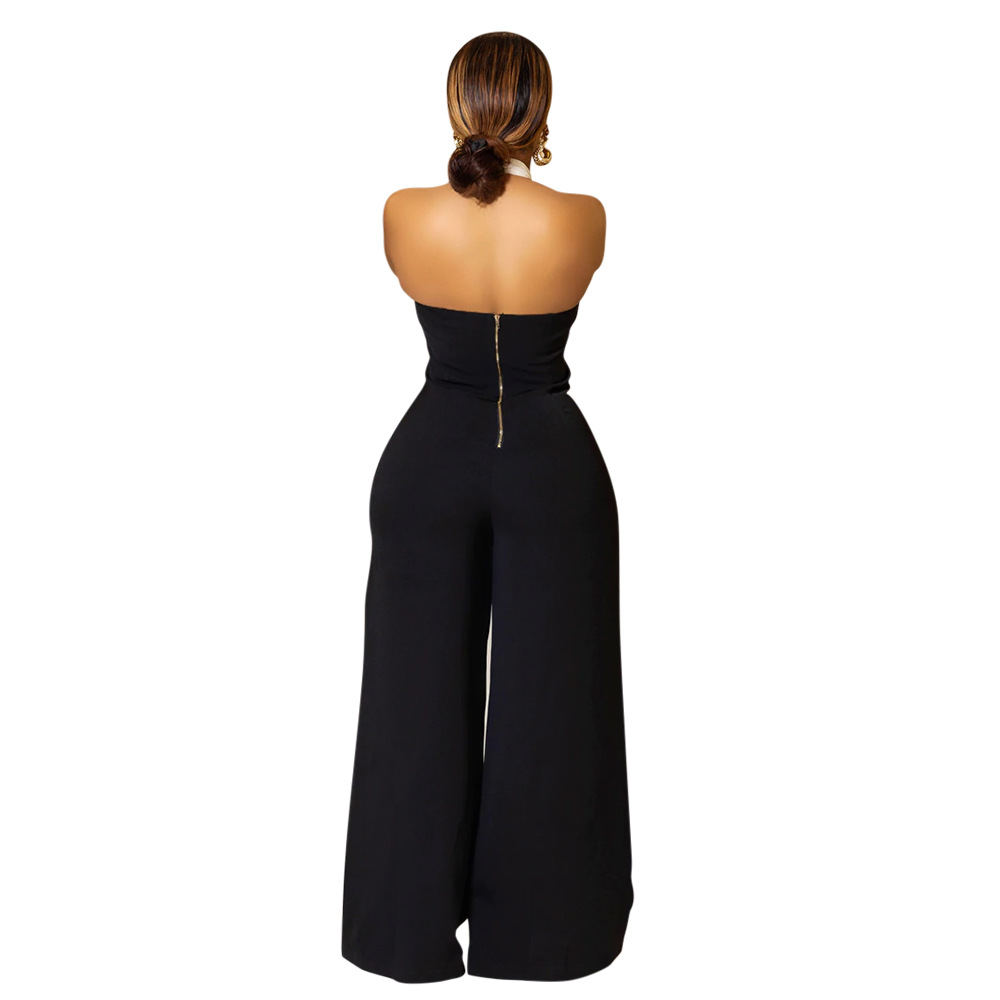 Title 4, Fashion Casual V-neck Halter Wide Leg Comfortab...