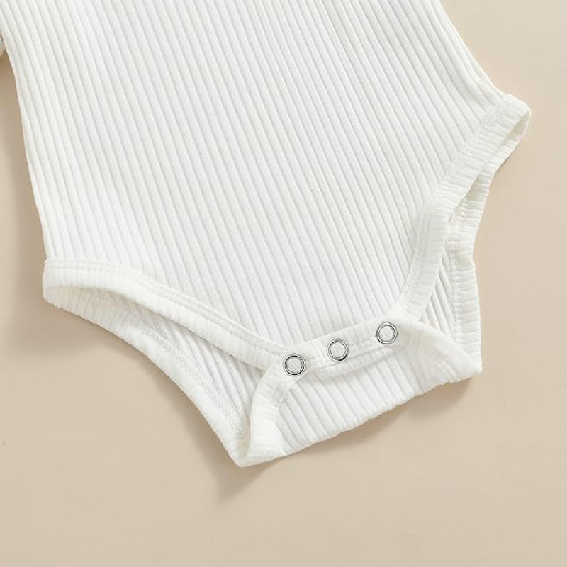 3Pcs Infant Baby Girl Outfits,Summer Clothes Sets Ruffle Ribbed Romper